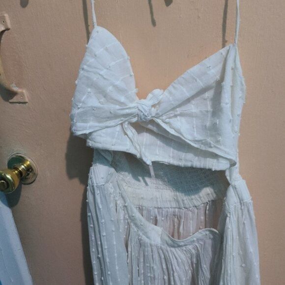 Free People cream Sundaes & Sprinkles Midi Dress Wrap Cut Out Halter tie… - Picture 11 of 11